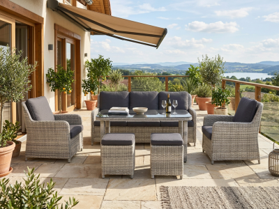 MWH Lodrino Gartenm&ouml;bel-Set inkl. Polster, Tisch 140x80cm
